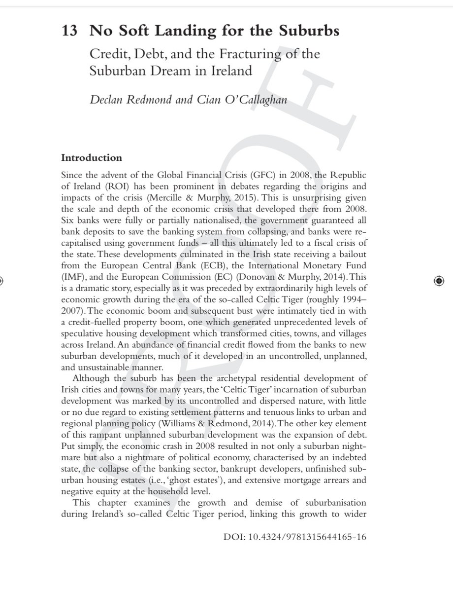 Planographer's tweet photo. 1st page of Chapter 13 by @DeclanRedmond8 (@ucddublin) and @CiantOCallaghan (@tcddublin) on the #CelticTiger #GhostEstates #UrbanPlanning and the #suburbanisation of #Ireland https://t.co/xFmSkzf8j5