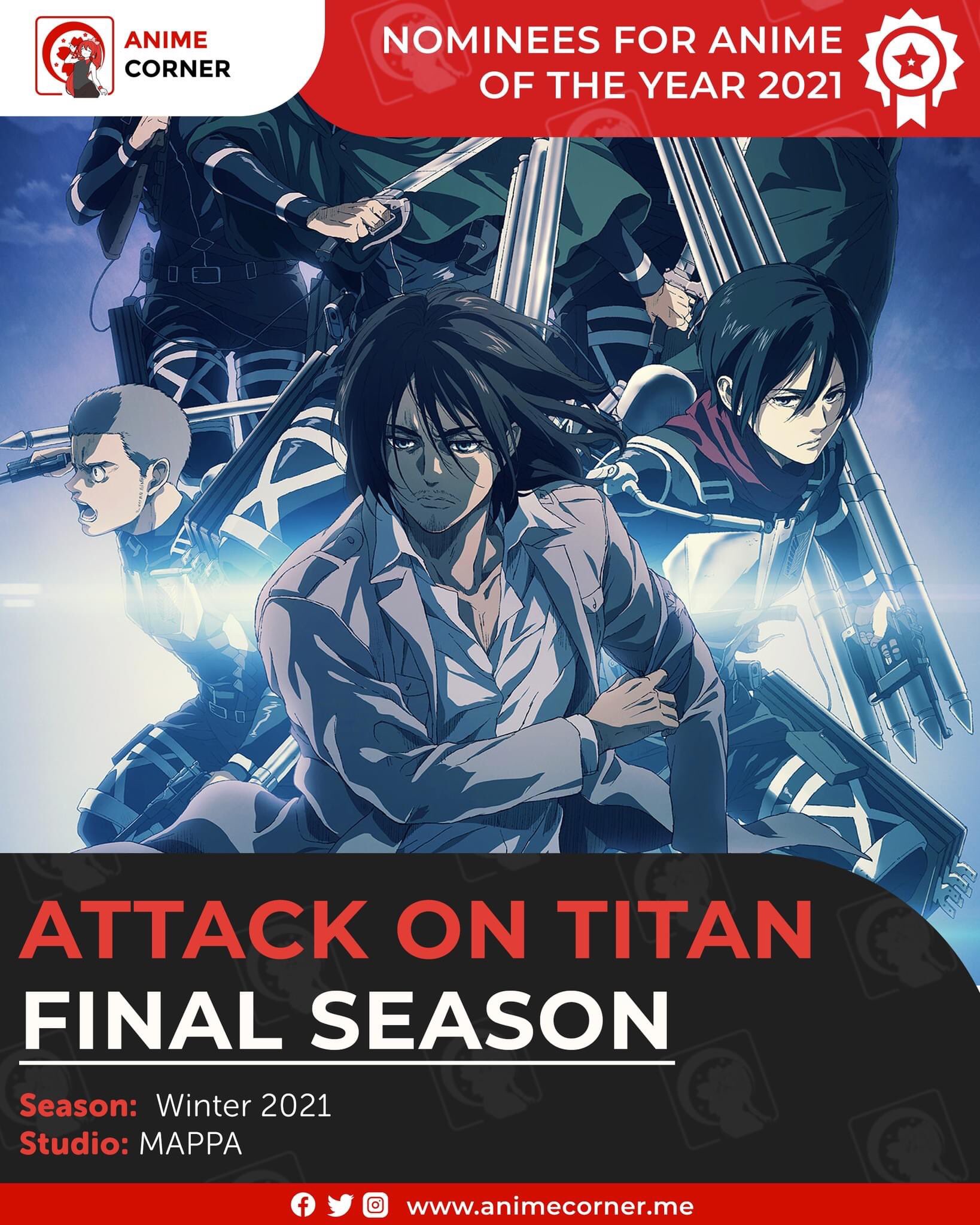 Attack on Titan Wiki on X: Anime Corner Chart - Top 10 Anime of the week -  Winter 2021 week 3 Attack on Titan The Final Season remains at the number 1