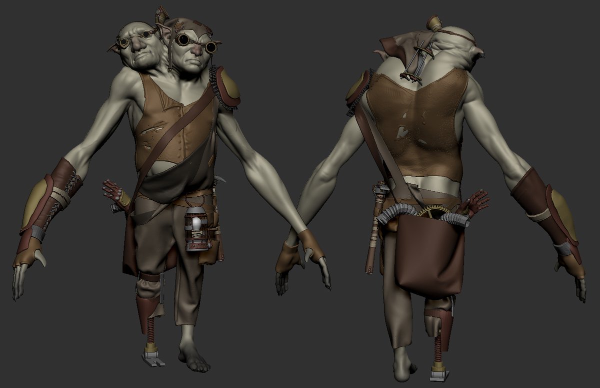 Another update on my personal project
#conceptart #character3d #characterdesign #zbrush #3d #creature #cinematic #modeling #steampunk #Goblin