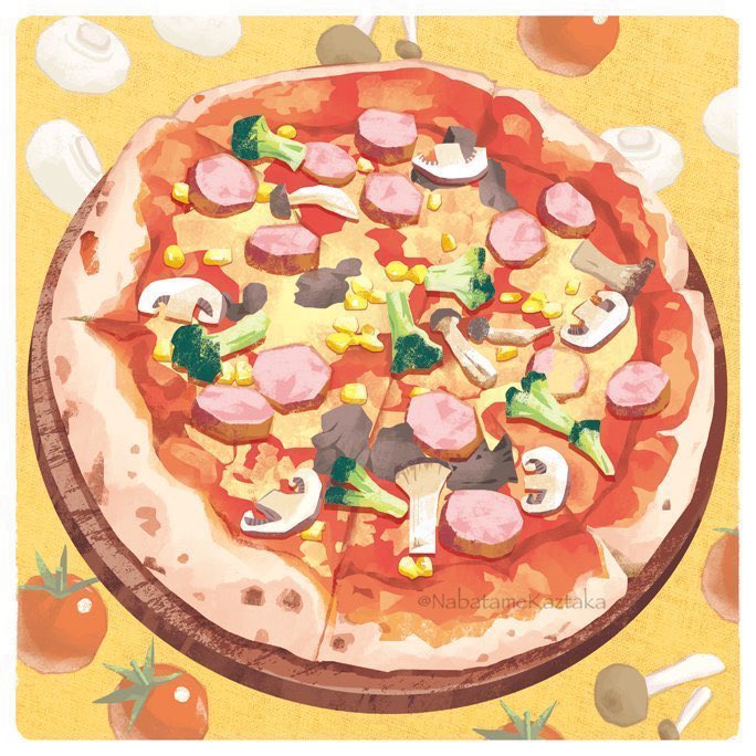 「前に描いたピザ🍕です。 」|生田目 和剛 (ナバタメ・カズタカ)のイラスト