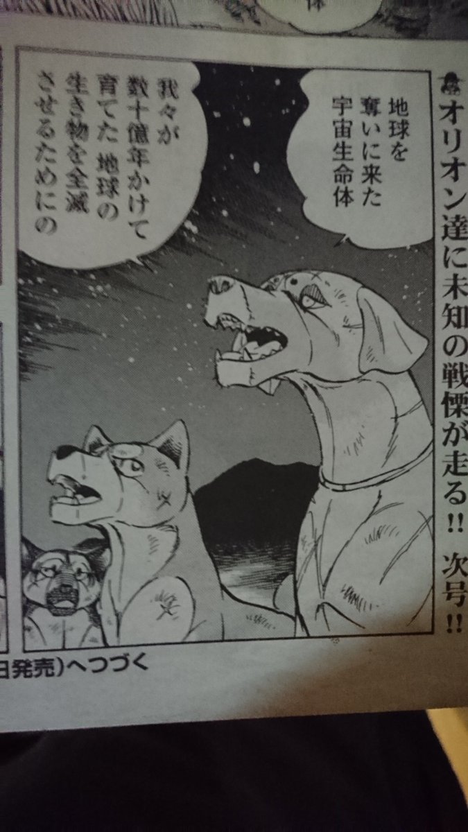 vhysd's tweet photo. ちなみに銀牙シリーズ本編はいま大体こんな話です(これはゴラク前号) https://t.co/398knfvjcV