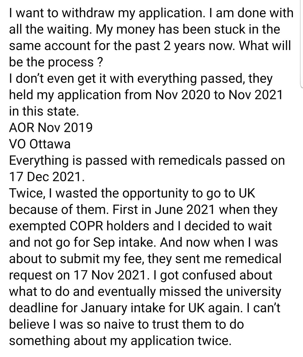 Another feather in the cap of <a href="/CitImmCanada/">IRCC</a> <a href="/SeanFraserMP/">Sean Fraser</a>.
Self claimed champions of human rights are decimating the same for people who believed in the values of Canada.
<a href="/jasrajshallan/">Jasraj Singh Hallan 🇨🇦</a> <a href="/JennyKwanBC/">Jenny Kwan</a> <a href="/nkeung/">Nicholas Keung 姜巧樂</a> @shelby_thevenot <a href="/CdnHumanRights/">Human Rights Canada</a>
#cdnpoli #cdnimm