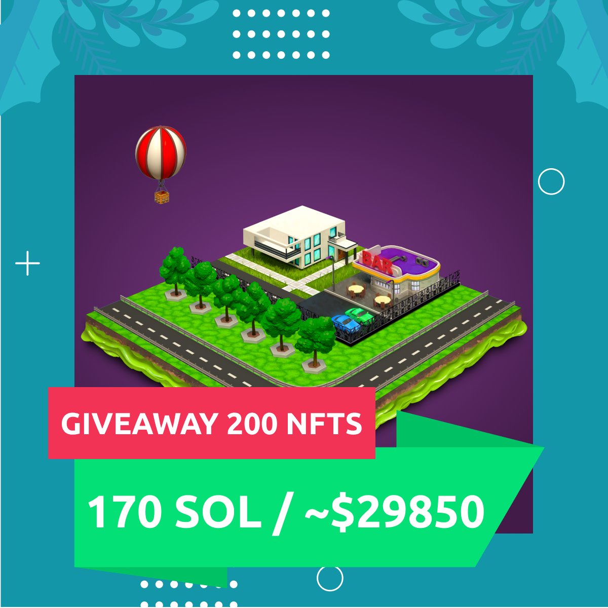 denyss_dan's tweet photo. 🏆 #NFTGiveaway 💰

200 x SolCity NFT ⚡
WORTH 170 SOL | $30.000 💰
 
🎉 200 lucky winners will get a SolCity #NFT, just checkout their Website 👀
 
To Enter:

1️⃣Follow me &amp; @Solcity_nft
2️⃣❤️ &amp; RT
3️⃣📌 Tag Friends

⏰ Ends in 13 days 🚀

#nftart #NFTCommunity #Solana #SolanaNFTs https://t.co/zHNrT9SFrY