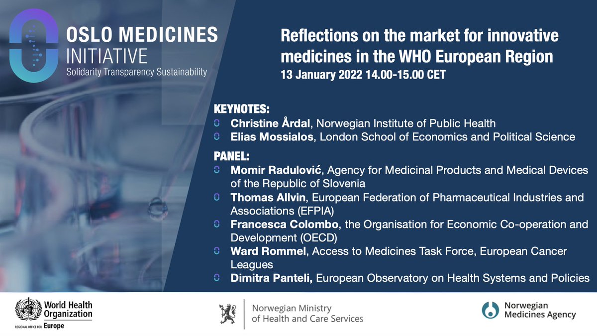 📽️Tune in tomorrow for our first webinar under the #OsloMedicinesInitiative, discussing with experts and practitioners how we can promote access to novel medicines. 

Register here 👉 bit.ly/3HQrvpa