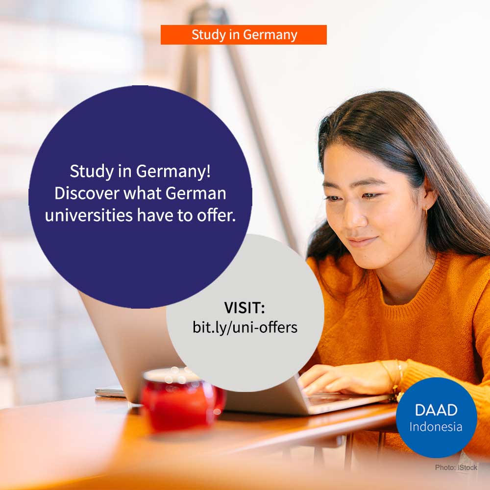 DAAD_Indonesia's tweet photo. Teman-teman ingin melanjutkan #StudidiJerman?
Yuk cek berbagai penawaran dari perguruan tinggi di #Jerman melalui link: https://t.co/iE4Y0uVt0m https://t.co/gcrKPooq0g