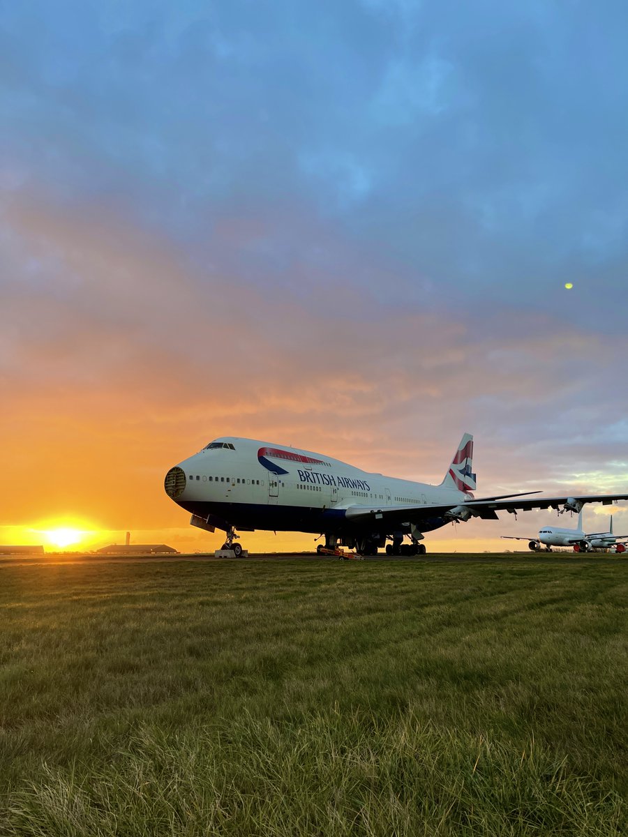 A beautiful sunrise this morning for this British Airways #Boeing 747, G-BYGD, at her final resting place.