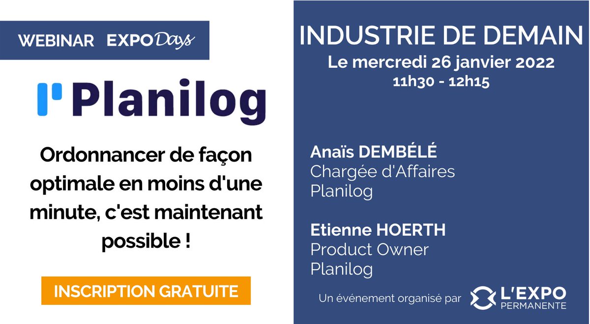 Expo_Permanente's tweet image. 📅 [#Webinar] RDV le mercredi 26 janvier à 11h30 avec  @PlanilogAPS
👉 Comment franchir de manière simple le pas du numérique à l’aide d’une solution 100% SAAS rapide et fiable ?
👉 Inscription gratuite➡
ow.ly/s0Bs50HsvTF
