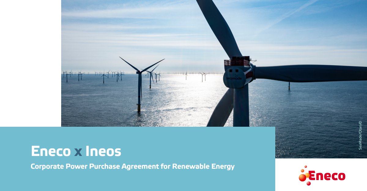 <a href="/INEOS_BE/">INEOS Belgium</a> signe un accord de 10 ans avec <a href="/Eneco/">Eneco</a> <a href="/EnecoBE/">Eneco Belgium</a> pour l'achat d'énergie verte provenant du parc éolien offshore #SeaMade <a href="/Otary14/">Otary</a>

news.eneco.be/ineos-signe-un…
