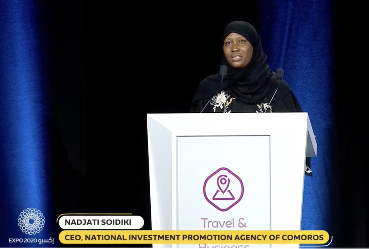 DG_ANPIComores's tweet photo. Hier se tenait le « travel and connectivity business forum » organisé par @expo2020dubai et @dubaichamber. 
J’ai été invitée à prendre part, au nom de #ANPI_Comores, à la session « opportunités de demain: stratégies pour un tourisme durable ».
#InvestComoros 🇰🇲 https://t.co/64Ajk06ABE