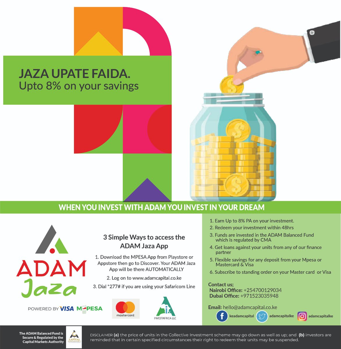 adamcapitalke's tweet photo. Register and invest with us today and meet your financial and investment goals.

#AdamcapitalApp
#AdaminvestmentApp
#InvestmentKe
#investment 
#Adamjaza 
#jazanaadam https://t.co/fV9mUHU8VH
