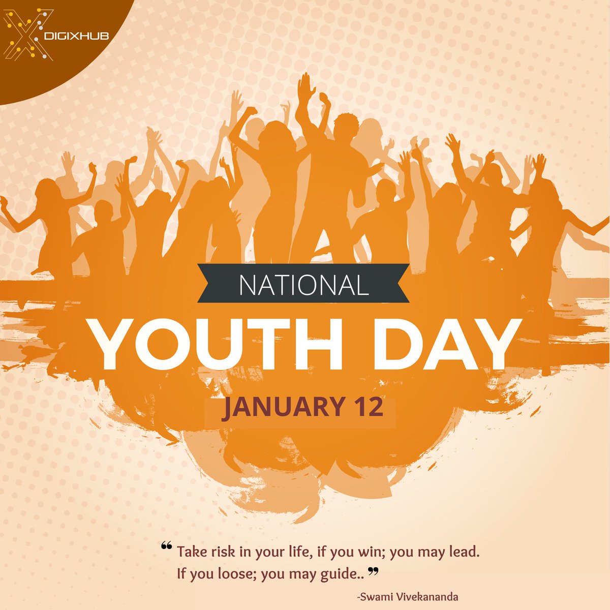 DigixhubSocial's tweet photo. “Talk to yourself once in a day, otherwise, you may miss meeting an excellent person in this world.” - Swami Vivekananda 
@DigixhubSocial  Wishes You a Warm and Happy National Youth Day! 
#SwamiVivekanandaJayanti #VivekanandaJayanti #SwamiVivekananda #NationalYouthDay #YouthDay https://t.co/8lQrDJiYVf
