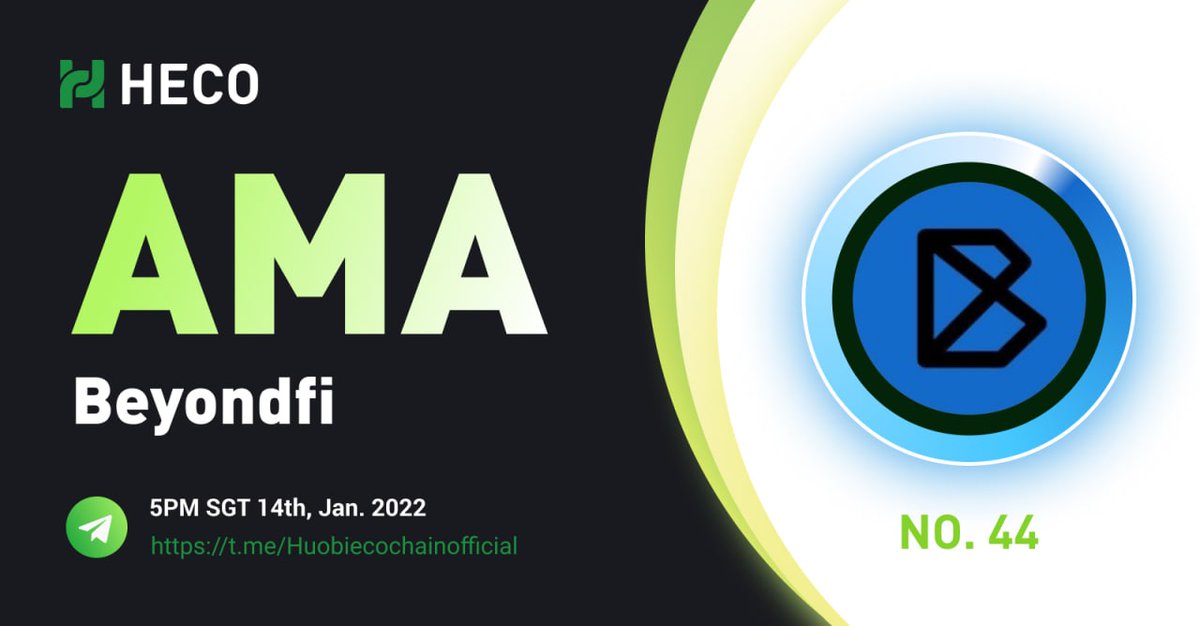 📢#HECO AMA Series: Beyondfi &amp; $400 Giveaway

To Join:
✅Follow <a href="/HECO_Chain/">HECO Chain</a> and <a href="/Bey0nd_Fi/">LIGHTNING STRIKE</a>
✅RT &amp; @ 3 friends 
✅Fill out this form 
forms.gle/jFsFmFxLymZAym…

🏆8 winners to win $50 worth of $BYN each

⏰Time: 5PM SGT, 14th Jan 2022

🩸Venues: t.me/Huobiecochaino…
