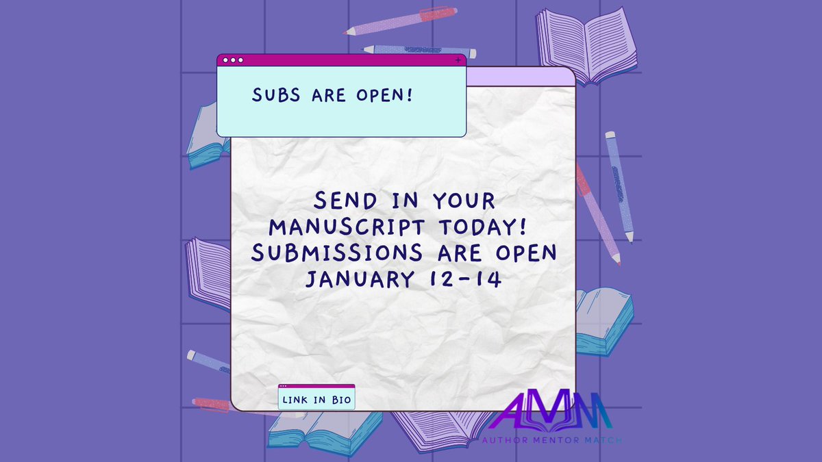 AuthorMentorM's tweet photo. Hey #AMMFam - submissions for R9 are officially OPEN! We are so excited to read your words ♥️
https://t.co/N4FQNppBuP https://t.co/dxGyuGEQaB