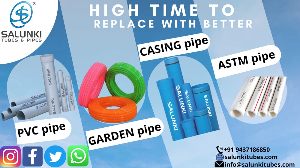 SalunkiTubes's tweet photo. For both domestic  and construction side uses we are
supplying PVC, Garden, CASING, ASTM Pipes with strong quality and long durability.
#pvcpipes #gardenpipe #castingpipe #astmpipe #salunkipipes #salunkitubes https://t.co/hABza9yFHZ