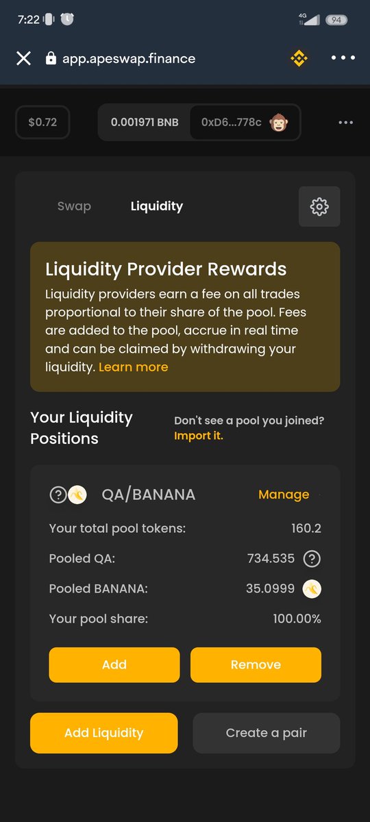 Warden_TheOG's tweet image. Those weren&apos;t just memes!!
#QuantumAssets
Currently added liquidity to the Quantum Assets and Banana pool

LFG🚀🚀