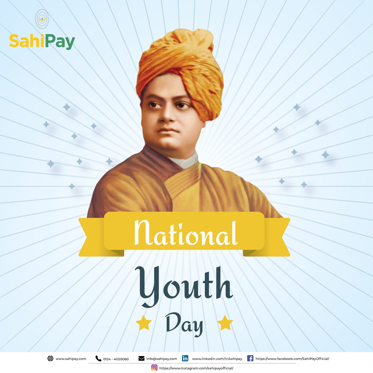 SahiPay's tweet photo. Young minds formulated a better and young nation- #NationalYouthDay
#sahipay #absahipaykaregaindia #integrated #platform #financial #transaction #digital #mobile #loans #aeps #billpayments #BharatBillPay #valueaddedservices #recharges #ecommerce #fintech https://t.co/kr1EU1c1f2