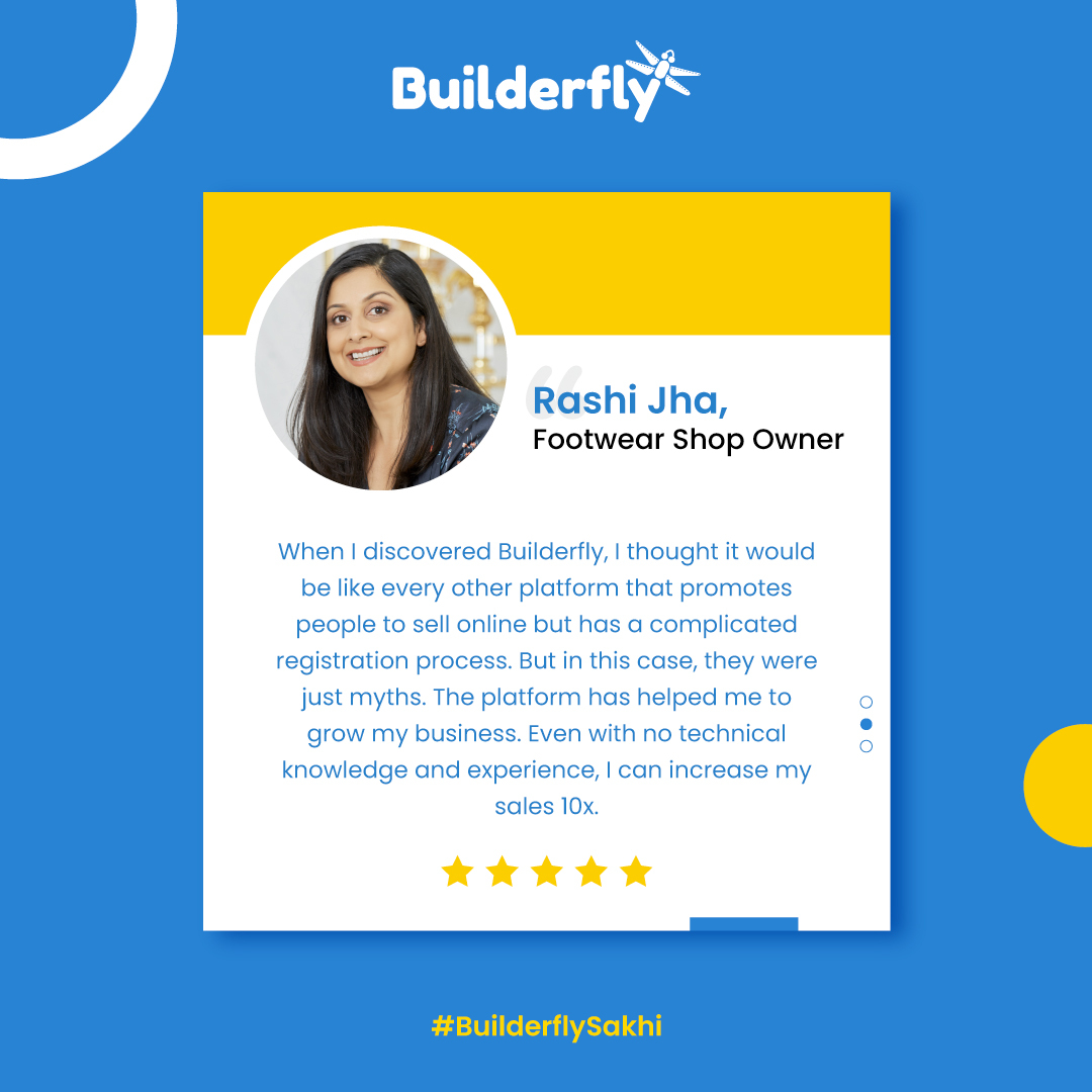 Builderfly's tweet photo. We take immense pride in the success of Rashi Jha. Just like her, you can also run a successful business with @Builderfly. #builderflysakhi
https://t.co/RvAokyrowJ
#women #empowerement #womenentrepreneurs #womeninbusiness #successful #rashijha #footwear #createonlinestore https://t.co/SdLrHn84W9