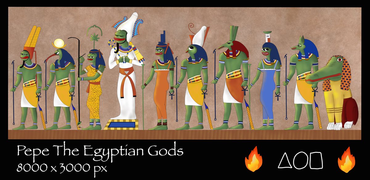 Pepe the Egyptian Gods! 🐸🔆@withFND 

8000*3000 px
300dpi
foundation.app/@saimai/~/1273…
🐸Waiting for the bid💕🙏

#pepe #pepefrog #pepethefrog #FrogFam #Foundation #frognation  #nftcollector  #FoundationNFT #NFTs #NFTCommunity