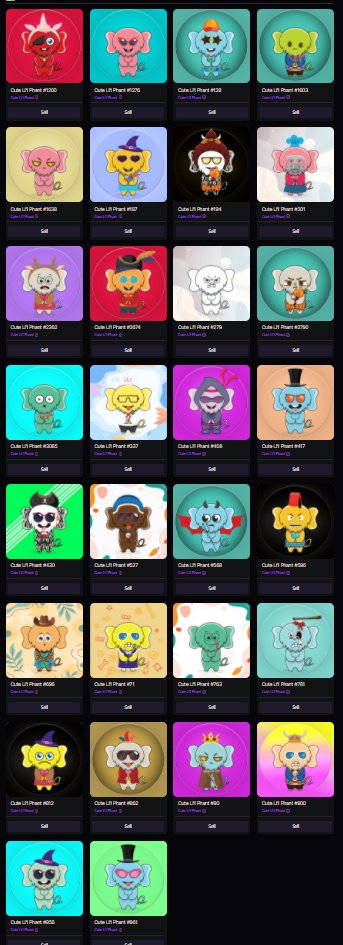 So next up was <a href="/lilphant/">Cute Li'l Phant</a> . I don't know one thing about this project but I do think the lil phants are pretty damn cute. Time to get to know the fam and hit the discord. 

#SolanaNFTs