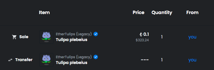 Put my OG 2018 Ether Tulips for sale long ago . Looks like its back in demand .

<a href="/ethertulips/">Ether Tulips</a>