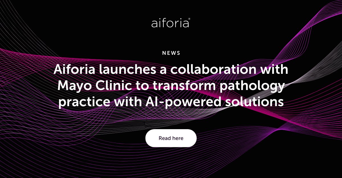 We are thrilled to announce a collaboration with Mayo Clinic in the United States, to establish a multi-centre AI-powered pathology research support architecture leveraging deep learning AI from Aiforia. Read: hubs.la/Q011-7Zz0