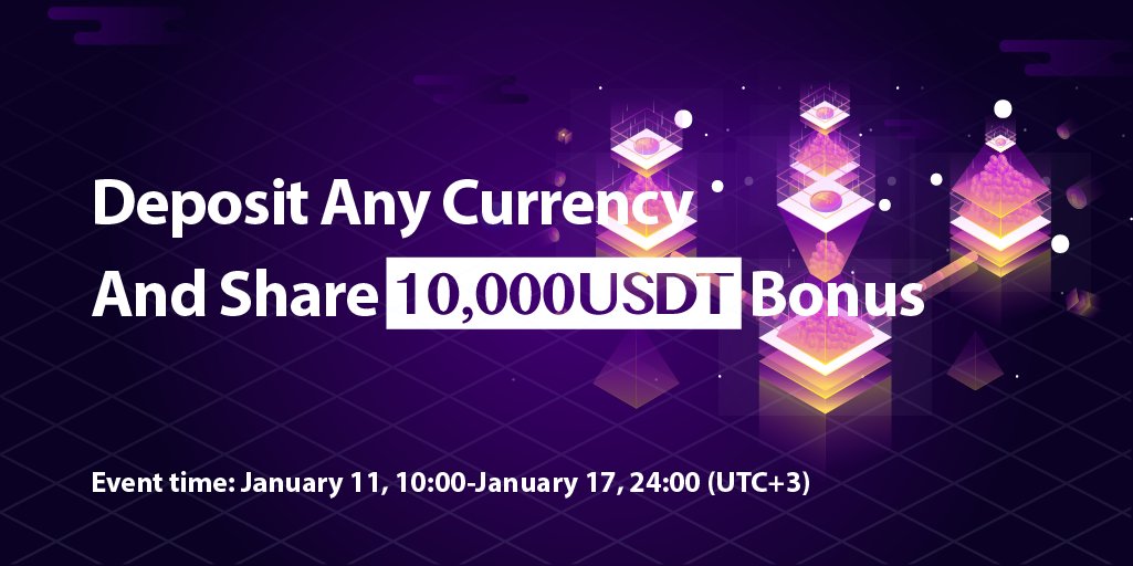 Give back for supporting #PluBits ！

✅Deposit any currency to PluBits 
💵Share 10,000 USDT rewards！！！

⏲️January 11, 10:00-January 17, 24:00 (UTC+3)

See more👉plubits.com

#Bitcoin #cryptocurrency #PluBits