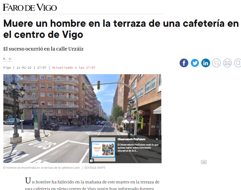 MAlpelicano's tweet photo. Vigo, ayer, cae fulminado por un infarto en una cafetería. https://t.co/w7ttT73kLa