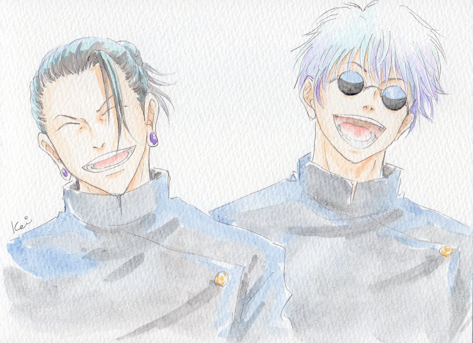 如月 圭 呪術廻戦 夏油傑 五条悟 呪術廻戦イラスト アナログ絵 T Co Yjzswmvyv2 Twitter
