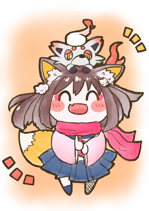 イズナとゾロア(ヒスイのすがた)
#ブルアカ 
#BlueArchive 