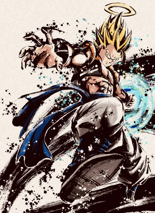 旧弾ゴジータ
#ドラゴンボール
#墨絵 #イラスト 