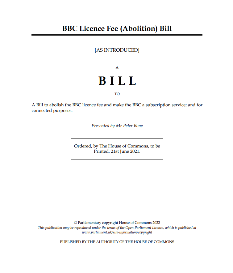 My Bill to scrap the TV License Fee is on the Commons Order Paper for this Friday.
Read the Bill here 👇
publications.parliament.uk/pa/bills/cbill…