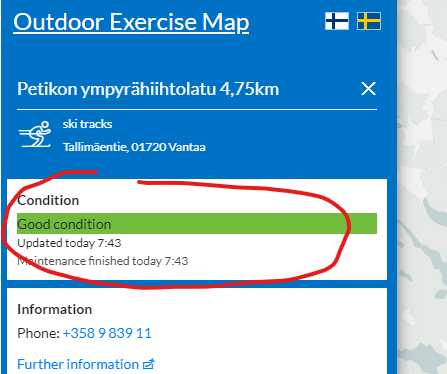 felixrohrbach's tweet photo. pinging @avoindatafi / @HRInfoshare and anyone familiar with open data in Finland: is there any way to access the status of skiing tracks in Helsinki region? I tried palvelukartta and LIPAS, but couldn't find the required information... https://t.co/lsQjzxnpOO