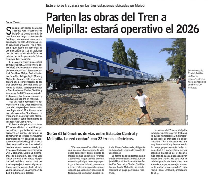 mph_chile's tweet photo. 🔴 Ayer se dio el inicio a obras de construcción del proyecto #MELITREN que unirá Estación Central con Melipilla y que tendrá una estación en nuestra comuna de #PadreHurtado. Este vamos contó con la presencia del alcalde @Felipe_Munoz_H y concejales.
#PadreHurtadoSomosTodos 🚄 https://t.co/mOVHTM4MM4