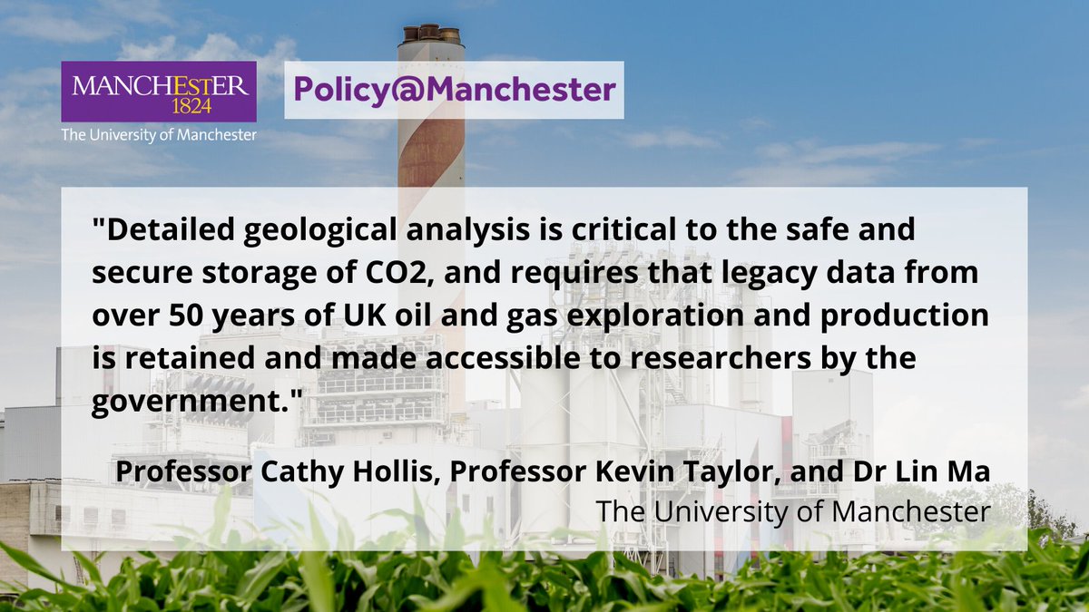 In their new blog, Profs Cathy Hollis (@carbonatesUoM), Kevin Taylor (@mudstones) & Dr Lin Ma outline #carboncapture's future in the UK, including how data from the fossil fuel sector will help us safely store CO2. @UoM_EES @UoM_MERI Read it here; blog.policy.manchester.ac.uk/posts/2022/01/…