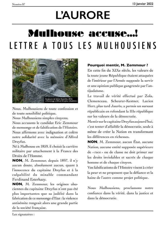 Denis Rambaud (@denismulhouse) on Twitter photo Dire Non aux mensonges #Zemmour : jeudi 13 18h Mulhouse maison natale #AlfredDreyfus
<a href="/ODELMOTTE_68/">Delmotte Olivier</a> <a href="/BernardSTOESSEL/">Bernard STOESSEL</a>
<a href="/alessden1719/">Edith68</a> @RimeizeJ <a href="/vogt_patrick/">Patrick VOGT</a> <a href="/bruno_fuchs/">Bruno Fuchs</a> <a href="/becht_olivier/">Olivier Becht</a> <a href="/walter_jpierre/">Jean-Pierre Walter</a> <a href="/Manu_Delahaye/">Emmanuel Delahaye</a> <a href="/PierreSerne/">Pierre Serne 🌻 🌊</a> <a href="/YMongaburu/">Yann Mongaburu</a> Dire Non aux mensonges #Zemmour : jeudi 13 18h Mulhouse maison natale #AlfredDreyfus
<a href="/ODELMOTTE_68/">Delmotte Olivier</a> <a href="/BernardSTOESSEL/">Bernard STOESSEL</a>
<a href="/alessden1719/">Edith68</a> @RimeizeJ <a href="/vogt_patrick/">Patrick VOGT</a> <a href="/bruno_fuchs/">Bruno Fuchs</a> <a href="/becht_olivier/">Olivier Becht</a> <a href="/walter_jpierre/">Jean-Pierre Walter</a> <a href="/Manu_Delahaye/">Emmanuel Delahaye</a> <a href="/PierreSerne/">Pierre Serne 🌻 🌊</a> <a href="/YMongaburu/">Yann Mongaburu</a>