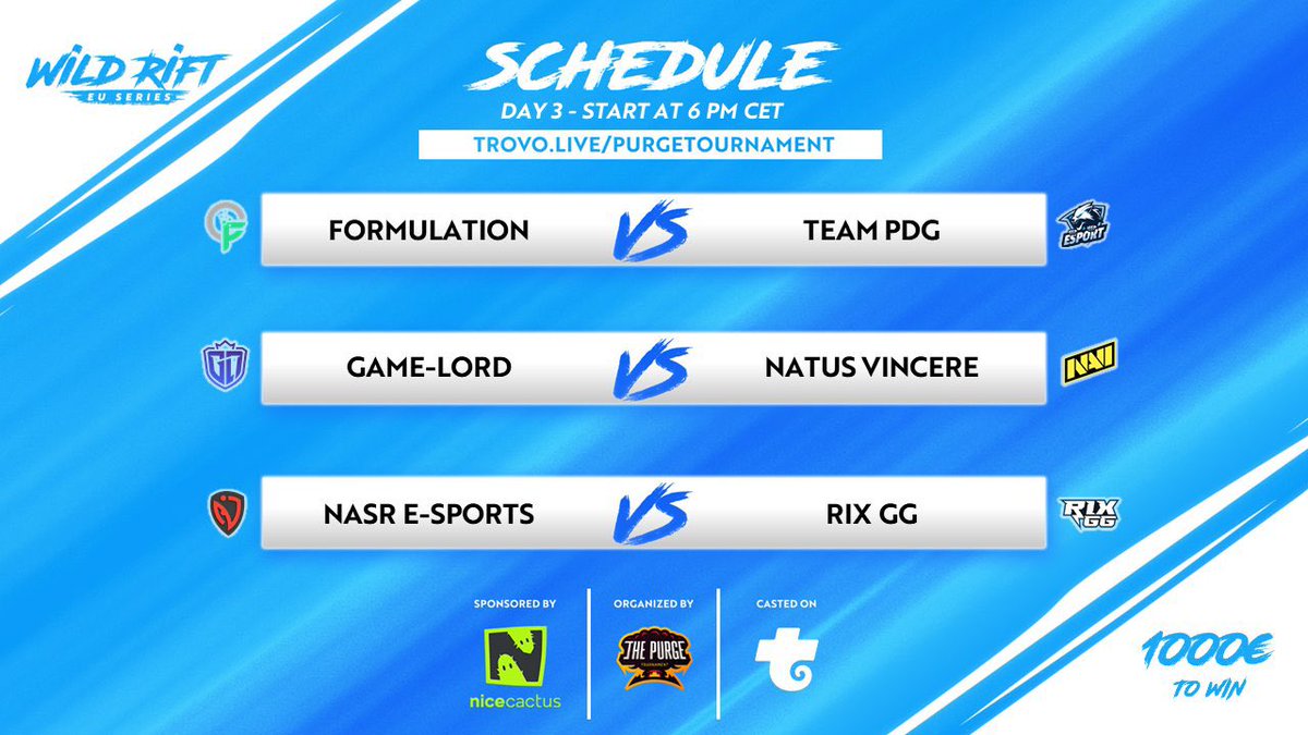 WildEsportsES's tweet photo. [🇪🇺 - #WREUSeries ]

Después del día de ayer, GLD se posicionan como líderes!

Hoy tenemos:
@FormulationGg vs #TeamPDG
@GameLordOff vs @natusvincere 
@NasrEsports vs @RixGG_ 

¿Podrá Navi cortar la racha de los franceses? Lo veremos a partir de las 18:00! @PurgeTournament https://t.co/oNtwegoehc