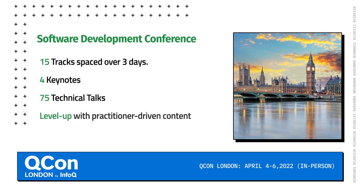 Deep-dive with leading #software practitioners from early adopter companies on the trends that matter in software #development & technical leadership. Explore 15 tracks, 4 Keynotes & 75 technical talks. Attend in-person at #QConLondon (April 4-6): bit.ly/3kvDzCO