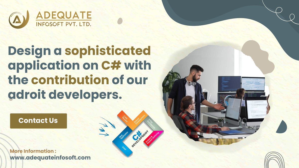 ADQInfosoft's tweet image. Design a sophisticated application on C# with the contribution of our adroit developers.
Contact us

Visit us:adequateinfosoft.com/c-sharp-develo…

#CSharpDevelopment #CsharpDevelopers #hireCsharpDevelopers