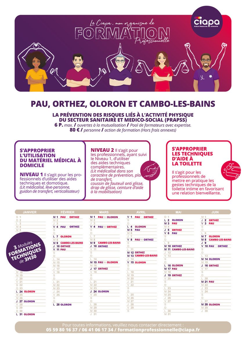 L’Organisme de Formation Ciapa vous propose son calendrier du 1er semestre 2022 des formations sur les techniques professionnelles relevant de la prévention des risques liés à l’activité physique.
#formation #formationprofessionnelle