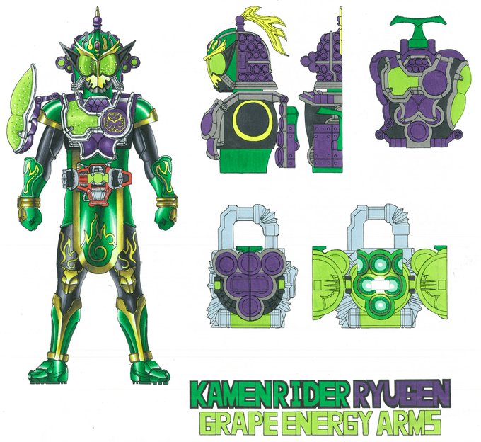 お次はグレープエナジーアームズです。
どのアームズとも変形を被らせたくなくてそこが一番苦労してたと思います、だいぶ無理矢理になってますけど。
ロックシードも同じくです。今見るとこれ本当に開くの?ってデザインですね笑。 