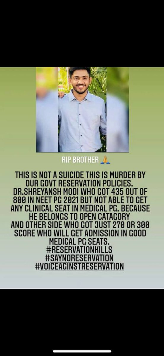 proudIn75634815's tweet photo. India lost one more doctor, a bright student, always smiling one rather. This is what government and authority has done to us, in the name of policies and discrepancies in marks. Now U won't protest corrupt and selfish @manish_vmmc @fordaindia https://t.co/muytX4iuYX