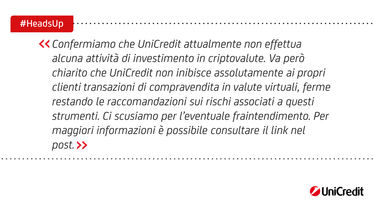 UniCredit_IT's tweet image. Chiarimento sul nostro tweet del 7 gennaio.
Per maggiori informazioni è possibile consultare il link:
unicredit.it/it/privati/inv…