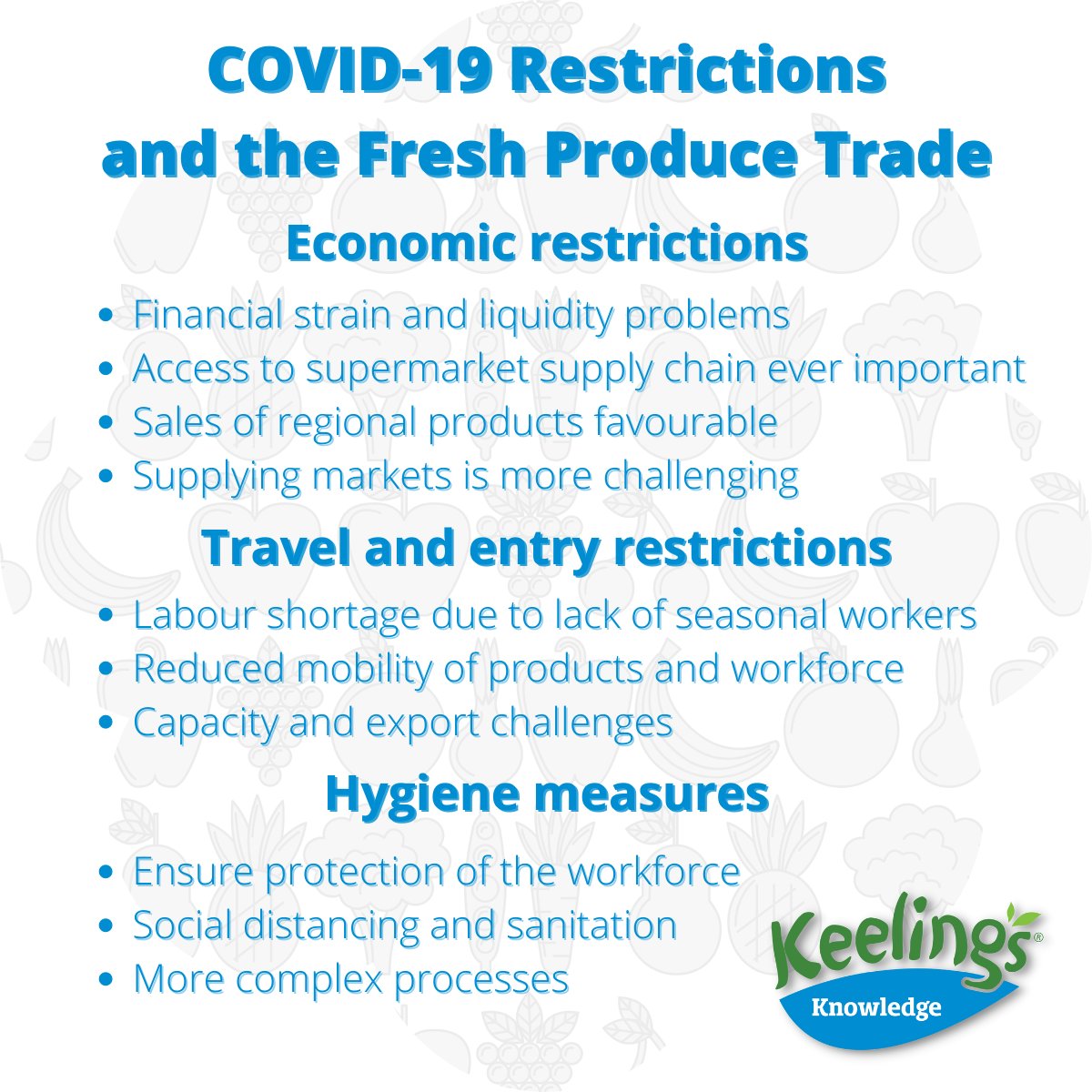 Fresh produce companies need to respond COVID measures making lean, efficient processes ever more important. Learn how Keelings Knowledge can help transform your business:
keelingsknowledge.com/en/
#freshproduce #fruitandveg #covid19 #covid #measures #restrictions #erp #software