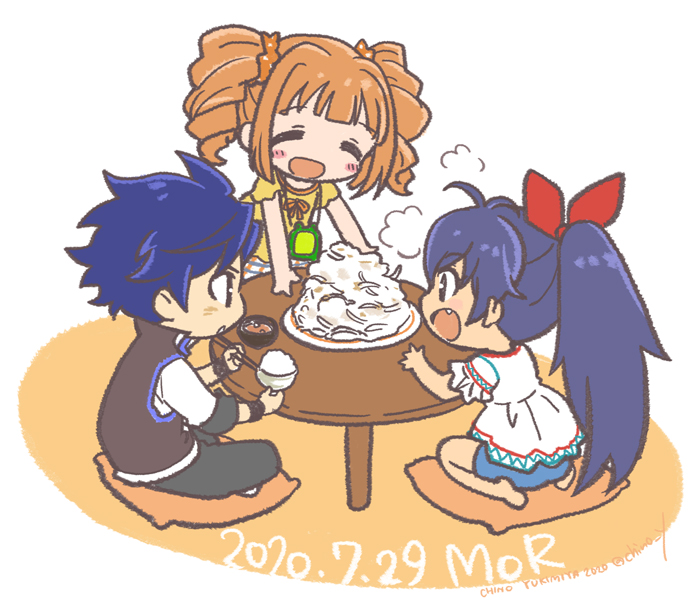 我那覇響 ,高槻やよい 「これまでに描いたやよいのイラスト2枚再放送しとこう 両方目を閉じて笑ってるね! 」|幸宮チノのイラスト