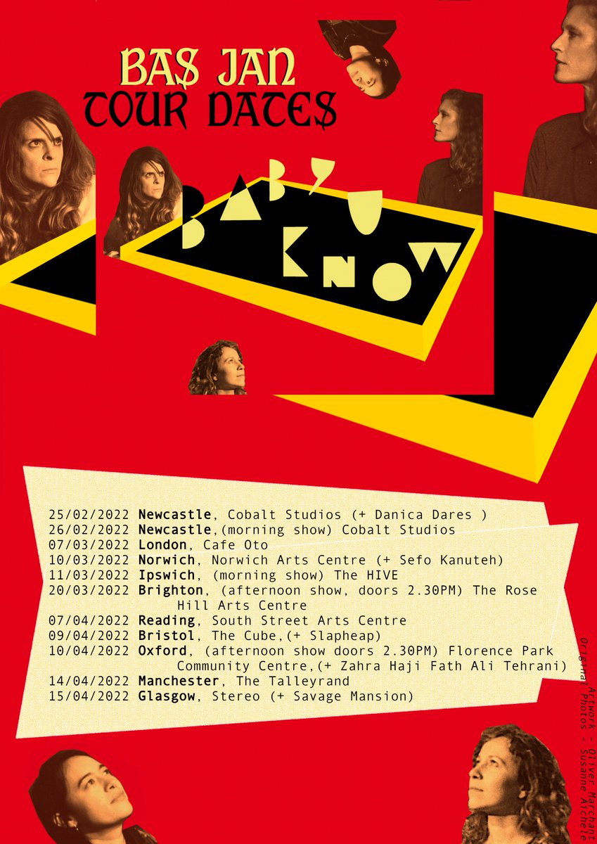 SAVE THE DATES - ticket links soon !
Correction . BAS JAN dates  Bristol 9th April and Oxford 10th April (afternoon show) see below. (not 8th and 9th as previously advertised)