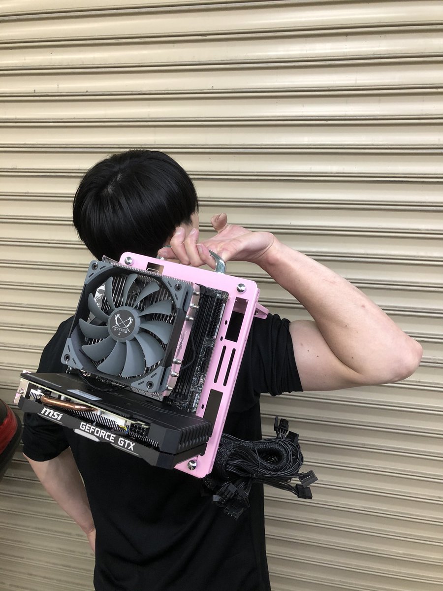 長尾製作所×SHIMI-LAB 親和産業 2WAY ベンチテーブル mini-ITX Pink
