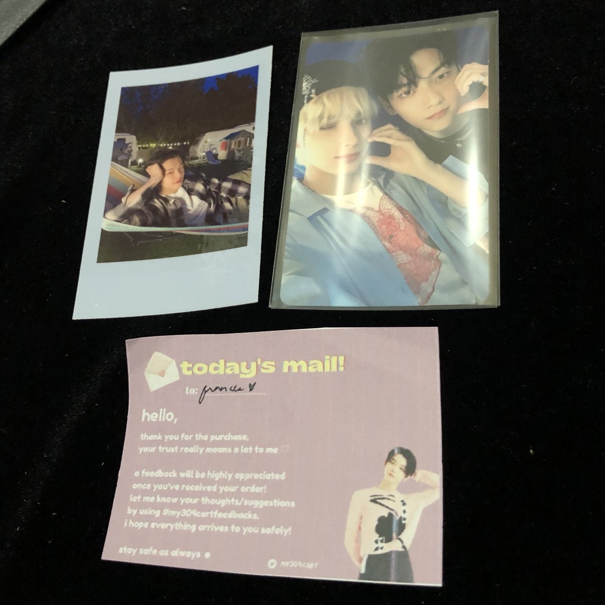 cozysoob's tweet photo. — #sky_mails ✿ ꒰ sookai cw ꒱

sookai cw pc arrived !! thank you for packing them safely and also love the qt packaging >< thank you for answering all my queries patiently as well, @my304cart!! ♡

 #my304cartfeedbacks ☻ https://t.co/j9MNOiMn1U