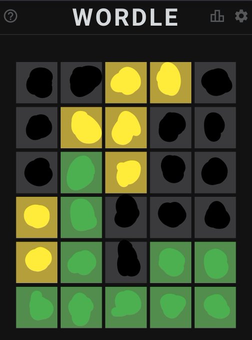 Line one: two yellow, line two: still two yellow, line three: finally, one green. Line four: one green, one still yellow. I am a bit stumped. Line five: three green, one yellow. Process of elimination is finally on my side. Line six: I finally get it right. Spoilers follow. Stare, brand, larch, raggy, vapor, favor. The r gave me so much grief for this one lol