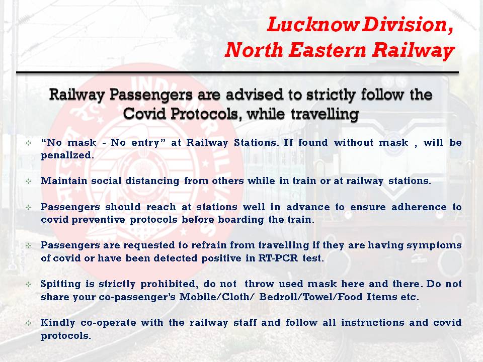 #OmicronInIndia #COVID19 #SocialDistancing #Masks #Omicron  #trains #travel 
 "Advisory for Railway Passengers travelling by train." <a href="/AshwiniVaishnaw/">Ashwini Vaishnaw</a> <a href="/RailMinIndia/">Ministry of Railways</a> <a href="/gmner_gkp/">@GM_NERLY_GORAKHPUR</a> <a href="/nerailwaygkp/">North Eastern Railway</a> <a href="/PibLucknow/">PIB in Uttar Pradesh</a>