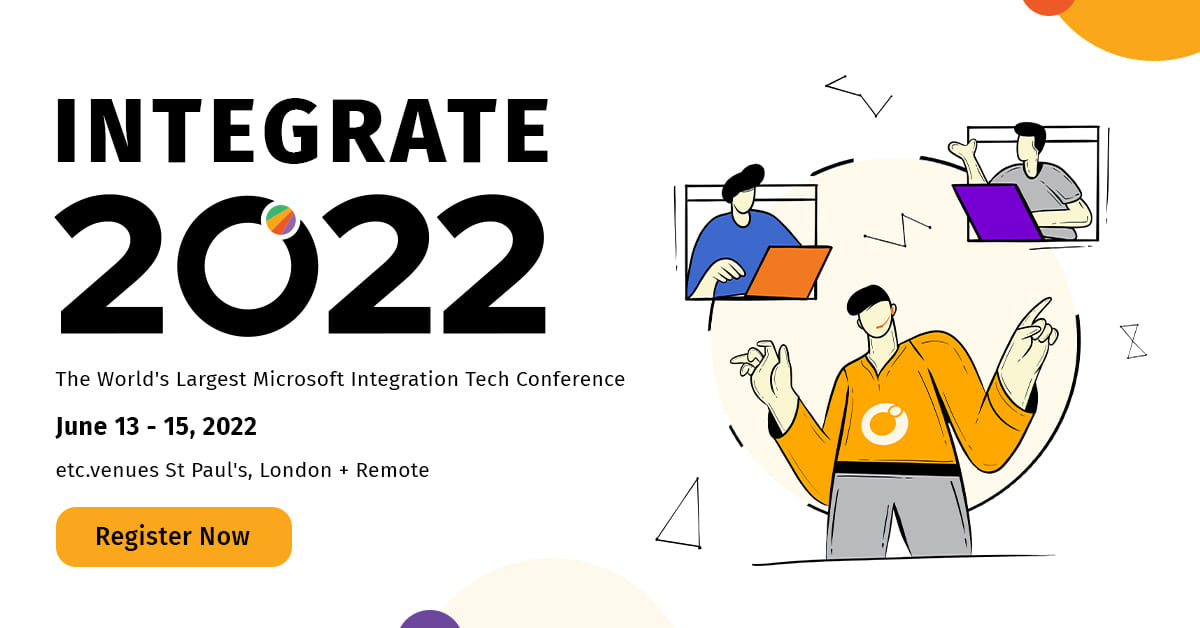 turbo360cloud's tweet image. INTEGRATE is a premier #Microsoft technology conference that focuses on #Azure cloud &amp;amp; #BizTalkServer.

However, #INTEGRATE2022 will be one of a kind as you get to choose between joining us live and attending virtually.

Grab the super early bird offer: ow.ly/V9t050HrP6w